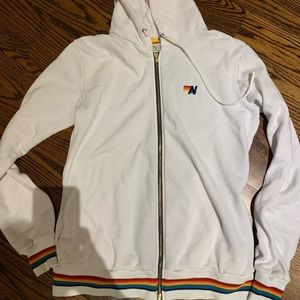 Aviator nation zip up! White with rainbow details.